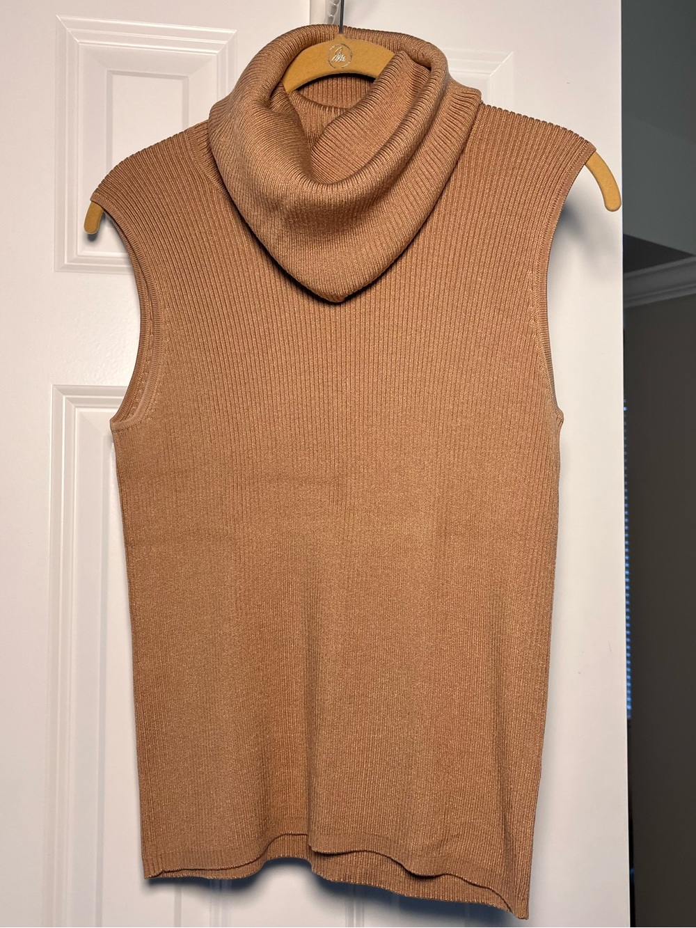 The Limited Silk Blend Turtleneck Sweater Tank Cream Camel Medium M Sleeveless